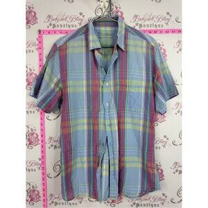 Topman Pastel Blue Plaid Short Sleeve Button-Up Shirt